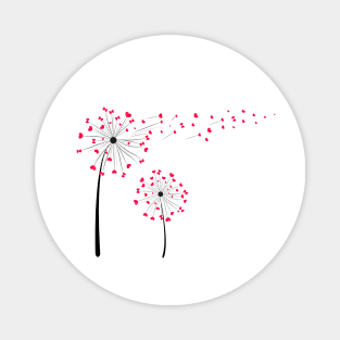 Happy Valentine's day love dandelion with red hearts Magnet